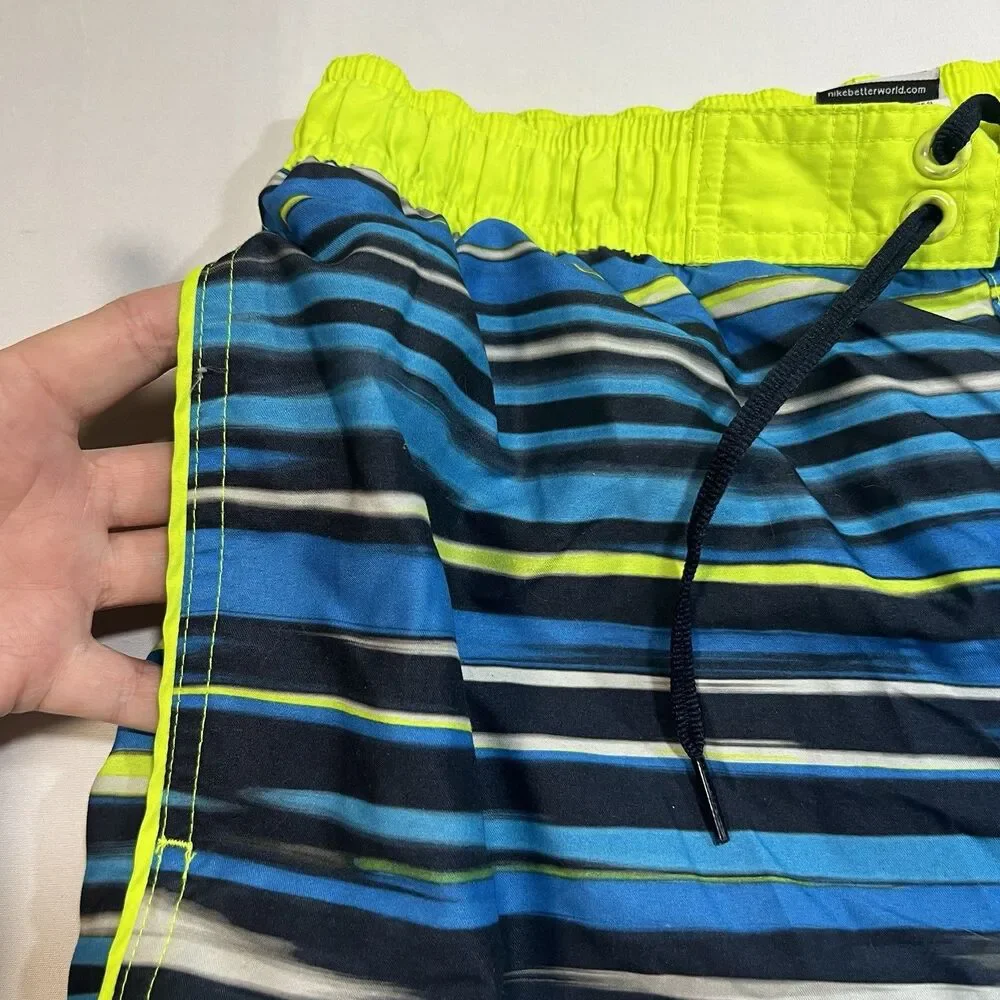 Nike Mens Swim Trunks Shorts Size M Medium Neon Green Volts Mesh Lined Pockets
